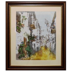 Bernard Dufour Original Oil on Canvas Mediterranean Scene circa 1950-1960